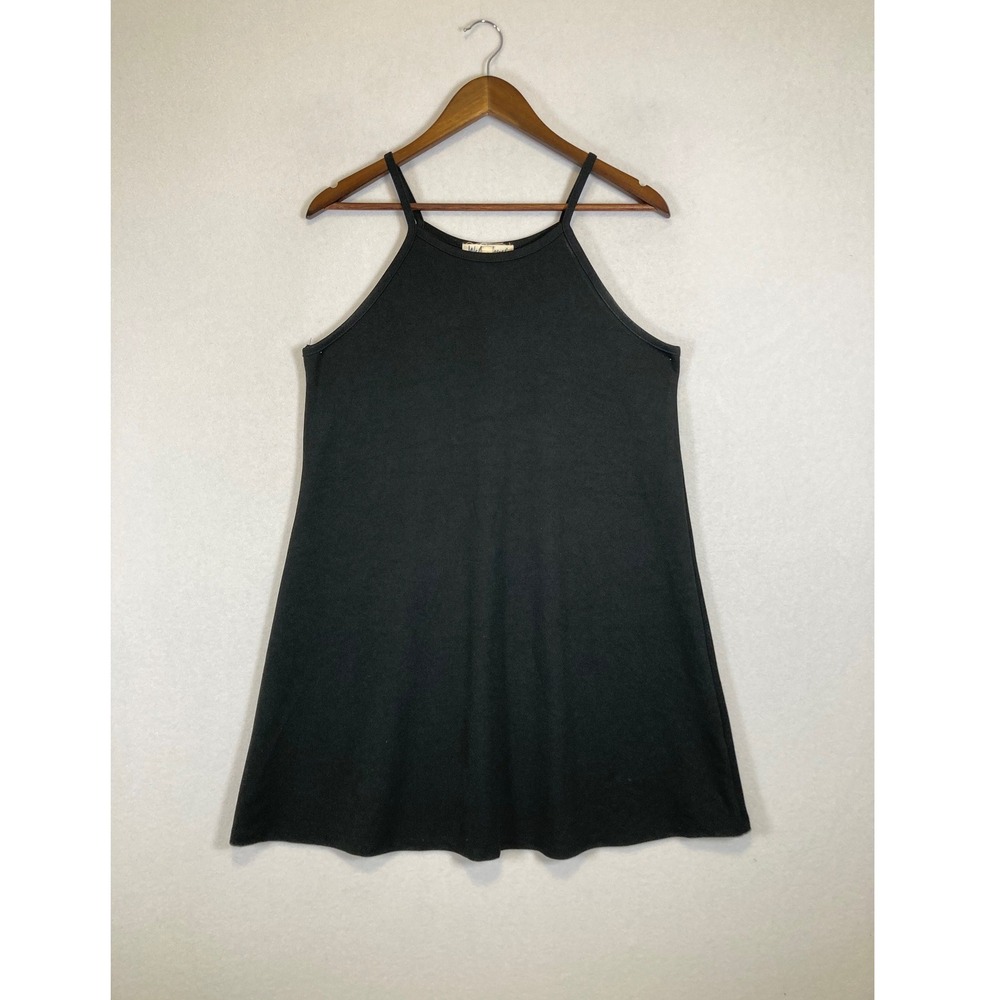 Minimalist WallFlower Women Large Black High Neck A-Line Stretch Mini Dress‎